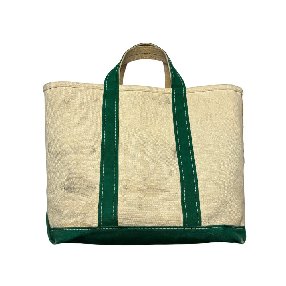 Vintage 80s L.L. Bean Tote Bag Canvas Small 15.5x11 Green Western Small Grocery